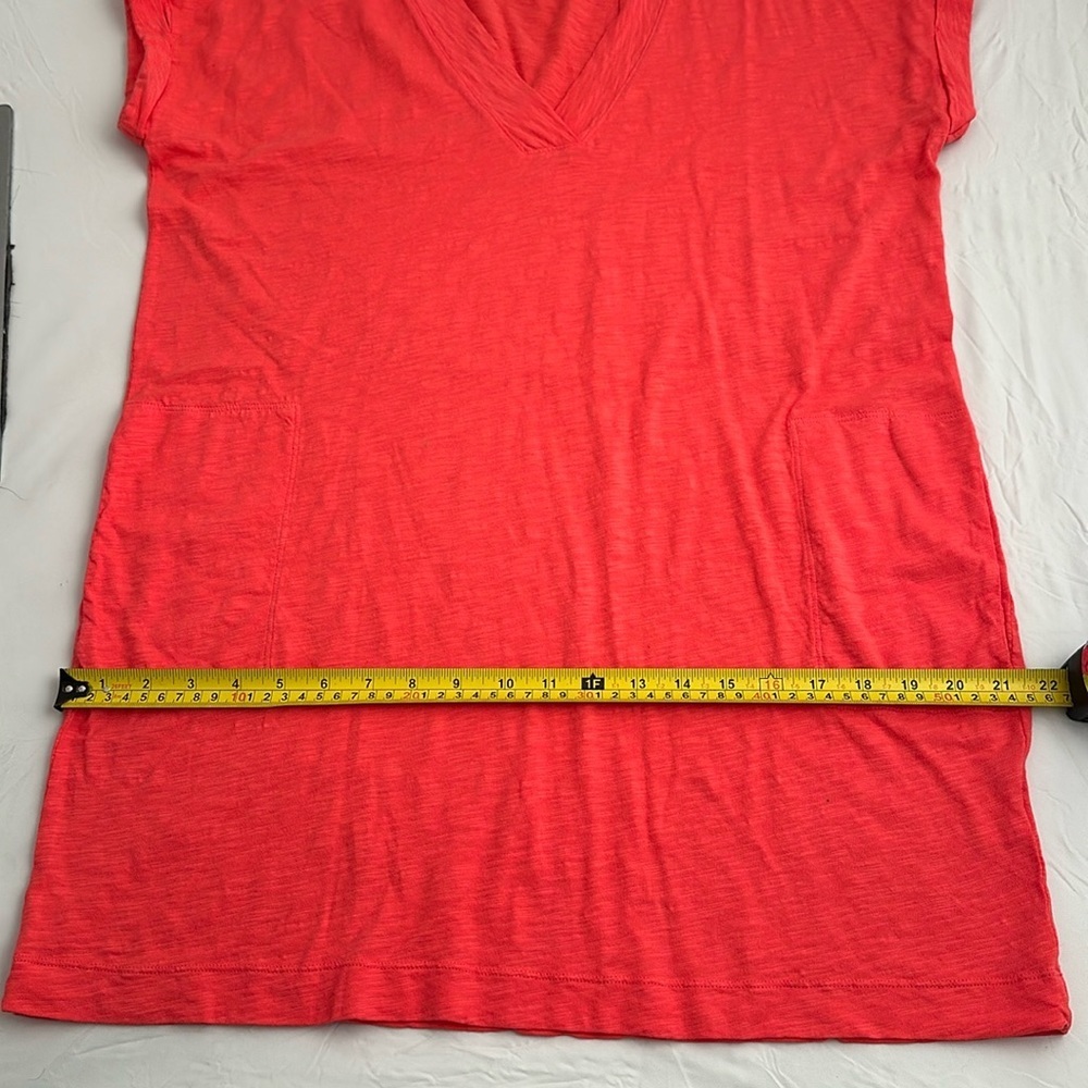 Bobi coral wide band v-neck slubbed casual short sleeve t-shirt dress - Picture 10 of 12